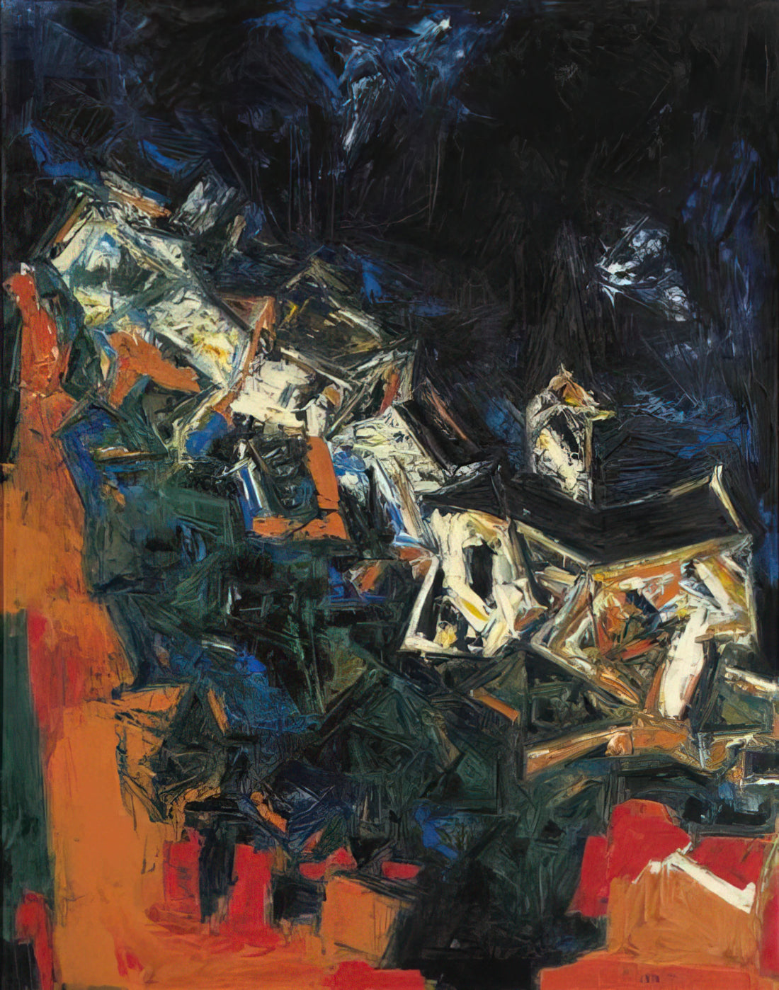 S.H. Raza Paintings Information: A Comprehensive Guide to the Master's Vision - Clocher du Village - 1958 by S. H. Raza