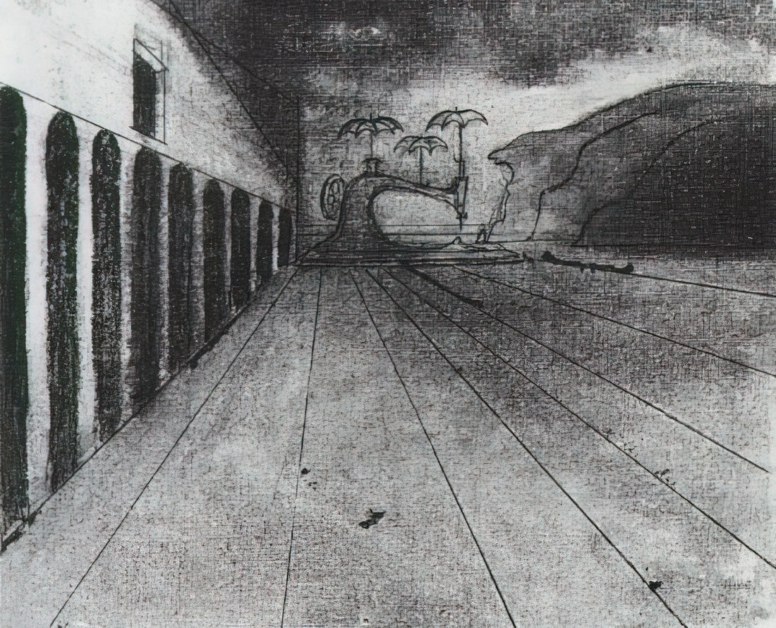 Salvador Dalí's Early Work: The Formative Years of a Surrealist Genius - LANDSCAPE AFTER DE CHIRICO UNFINISHED by Salvador Dali