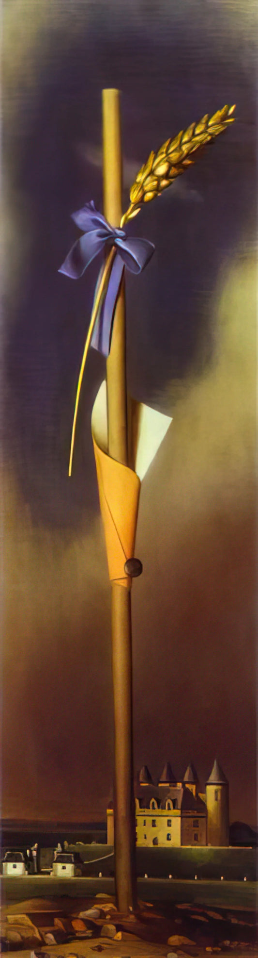 Salvador Dalí's Lincoln Lithograph: The Surrealist Master's Optical Illusion Masterpiece - BLUE KNOT AND EAR OF WHEAT NEXT TO THE CASTLE by Salvador Dali