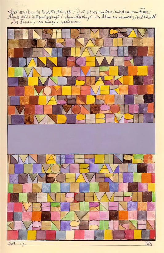 Senecio Painting by Paul Klee: A Masterpiece of Modernist Portraiture - ONCE EMERGED FROM THE GRAY OF NIGHT 1918 by Paul Klee