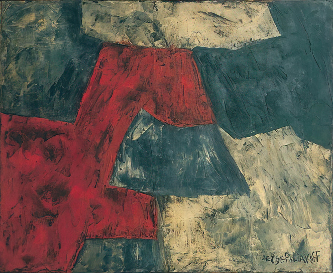 Serge Poliakoff Gouache: A Journey into Abstraction's Lyrical Geometry - Composition - 1958 by Serge Poliakoff