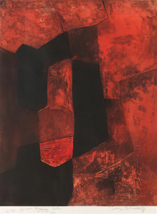 Serge Poliakoff Prints: A Guide to the Abstract Master's Legacy and Collecting - Composition brune et rouge - 1964 by Serge Poliakoff
