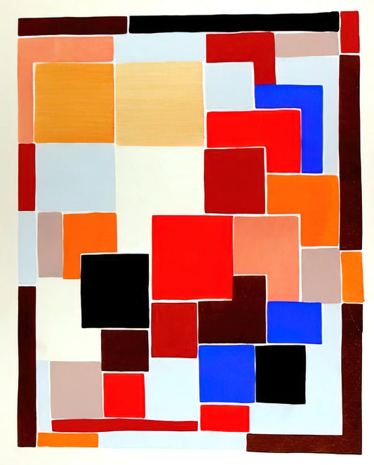 Sonia Delaunay Print: A Guide to Her Vibrant Orphist Art and Legacy - DESIGN IN THE STYLE OF MONDRIAN POSSIBLY FOR A RUG FROM COMPOSITIONS COLOURS IDEAS 1931 by Sonia Delaunay