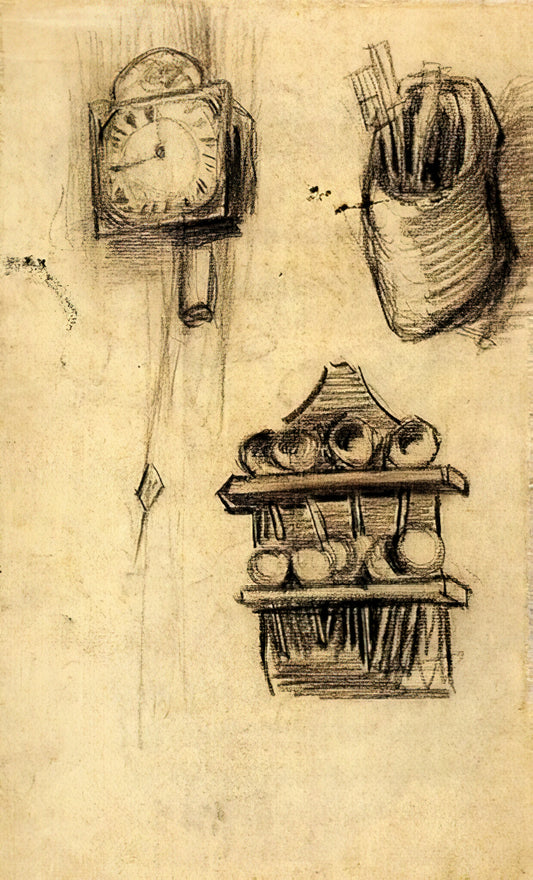 Starry Night Painting Replica: A Collector's Guide to Van Gogh's Masterpiece - Clock, Clog with Cutlery and a Spoon Rack by Vincent van Gogh