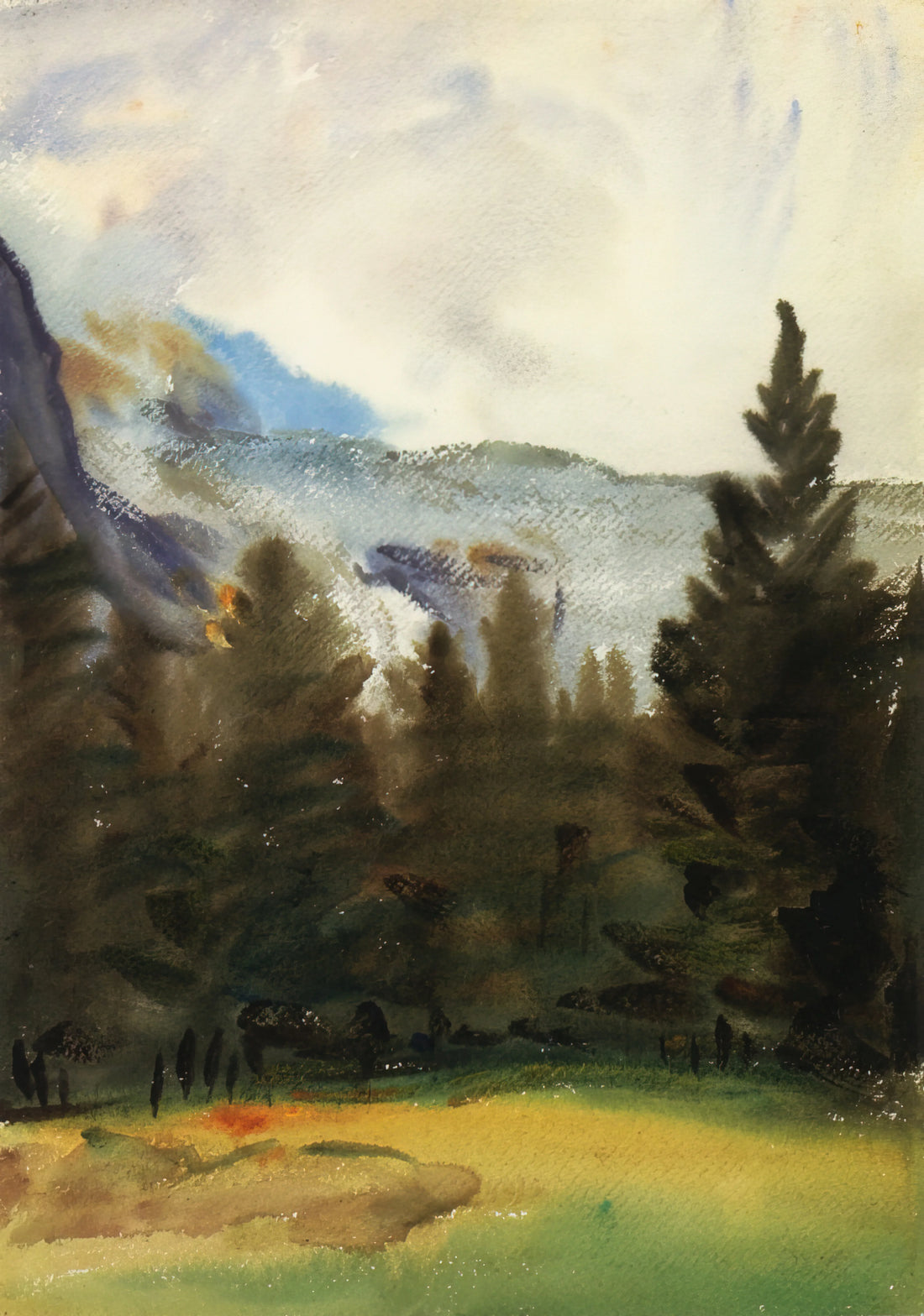 Strapless by Deborah Davis: A Modern Masterpiece of Figurative Elegance - Purtud Fir Trees and Snow Mountains by John Singer Sargent