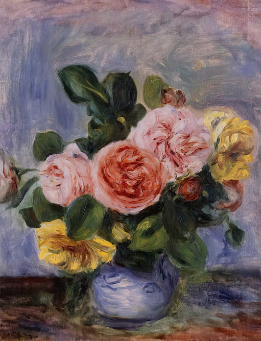 The Apple Seller by Renoir: A Masterpiece of Impressionist Charm and Market Life - Roses in a Vase by Pierre-Auguste Renoir