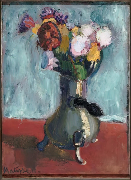 The Enduring Allure of the Henri Matisse Portrait: A Master of Color and Form - BOUQUET OF FLOWERS IN CHOCOLATE 1902 by Henri Matisse