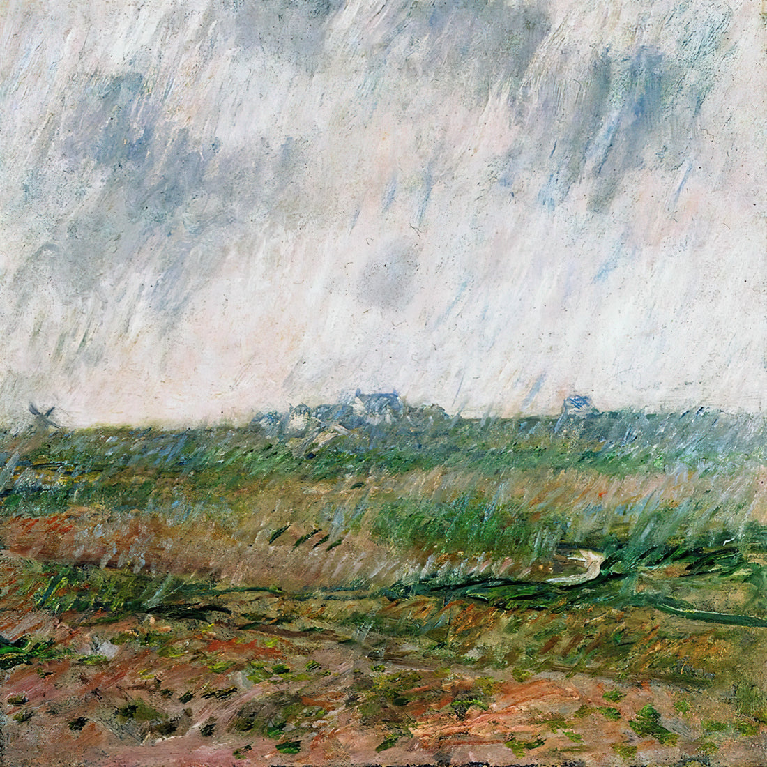 The Enduring Serenity of Monet's L'Orangerie Water Lilies - Rain in Belle-Ile by claude monet