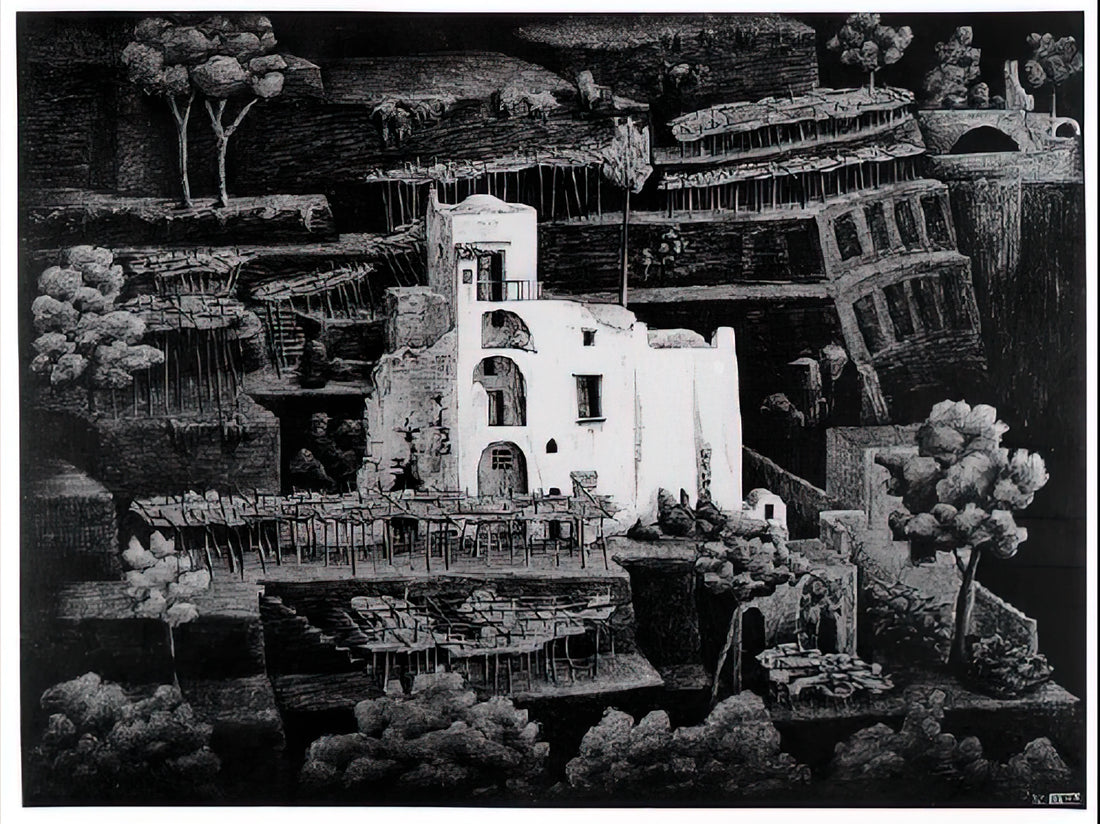 The Geometry of Perception: Selecting an M.C. Escher Framed Canvas Print for Modern Interiors - FARMHOUSE RAVELLO by MC Escher