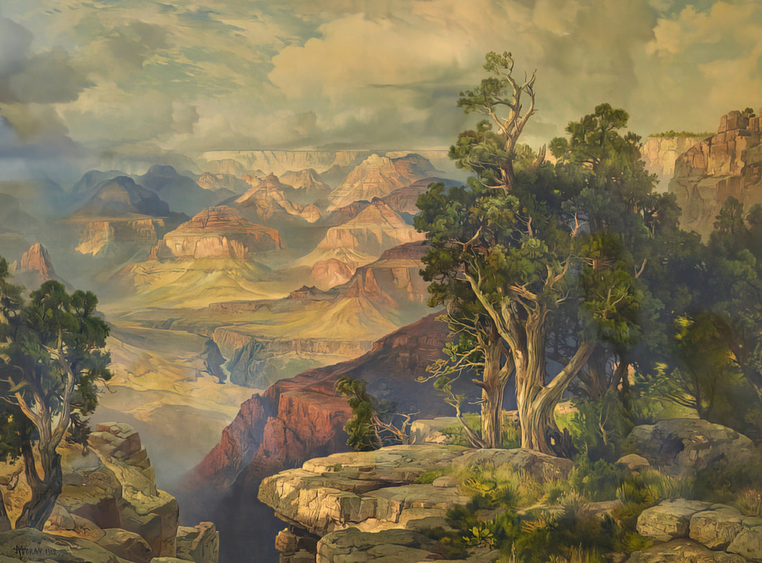 The Grand Canyon of the Yellowstone Painting: A Masterpiece of American Landscape Art - Grand Canyon from Hermit Rim Road by Thomas Moran