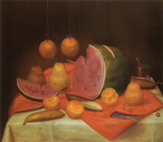 The Most Famous Fernando Botero Paintings: A Curator's Guide to His Monumental Masterpieces - STILL LIFE WITH WATERMELON by Fernando Botero