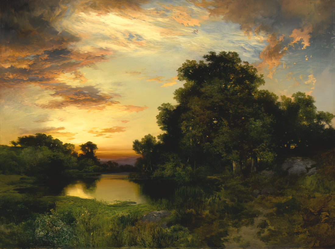 Thomas Moran Oil Paintings: The Sublime Landscapes That Shaped American Art - Sunset on Long Island by Thomas Moran