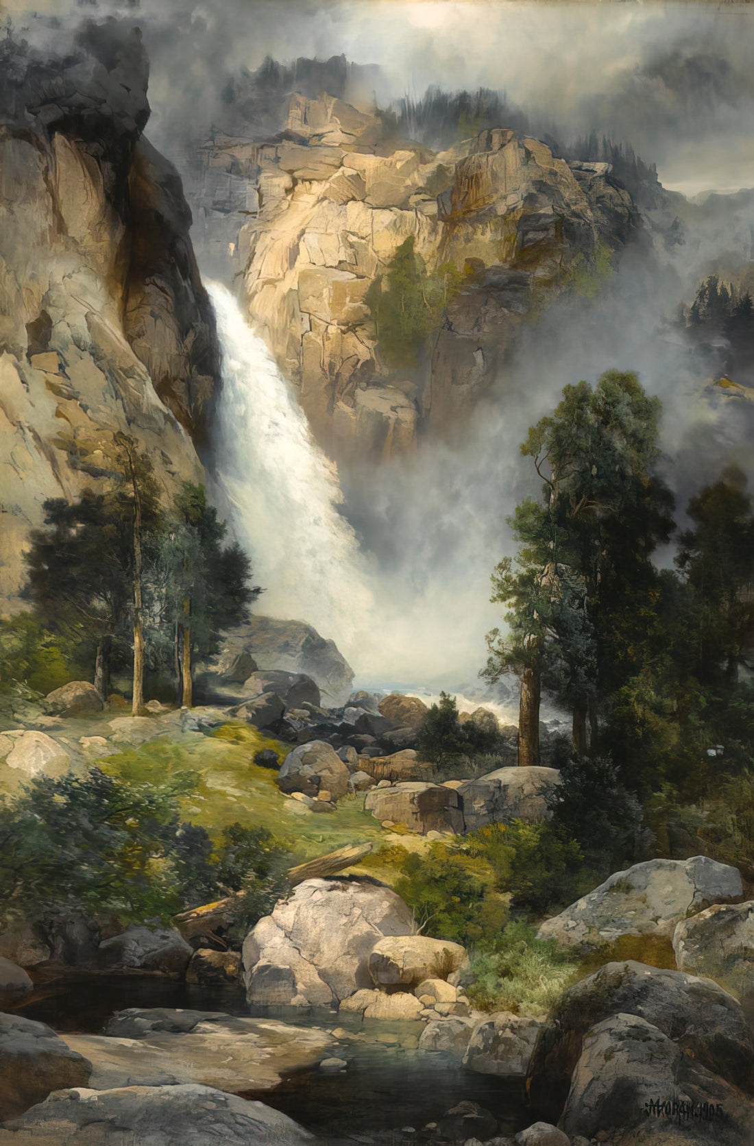 Thomas Moran Paintings for Sale: A Collector's Guide to the Hudson River School Master - Cascade Falls, Yosemite by Thomas Moran
