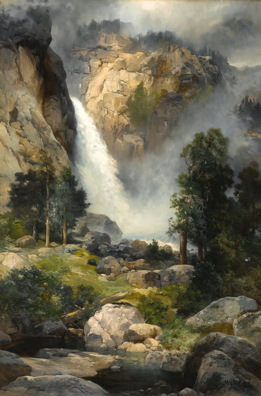 Thomas Moran Portrait: The Artist Behind America's Western Landscapes - Cascade Falls, Yosemite by Thomas Moran