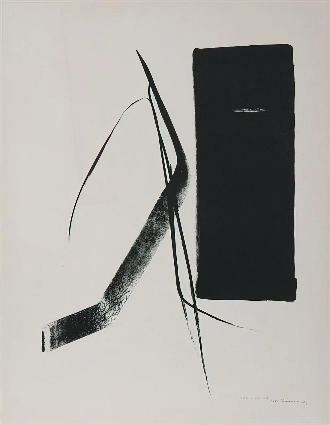 Toko Shinoda Brushed Aluminum Print: A Fusion of Calligraphy and Modern Abstraction - One's Native - 1984 by Toko Shinoda