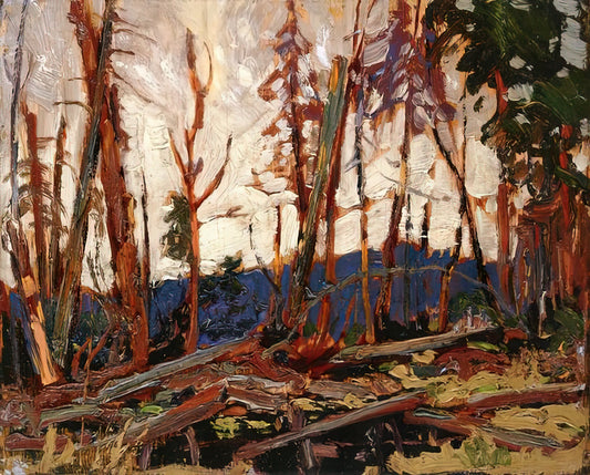 Tom Thomson Framed Prints for Sale: A Collector's Guide to Canada's Iconic Wilderness Artist - BURNT COUNTRY EVENING SKETCH FOR BURNT LAND 1914 by Tom Thomson