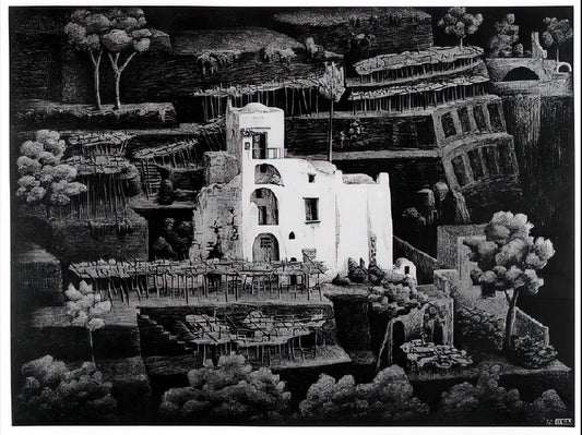 Unraveling the Paradox: Exploring MC Escher Knots and Interwoven Worlds - FARMHOUSE RAVELLO by MC Escher