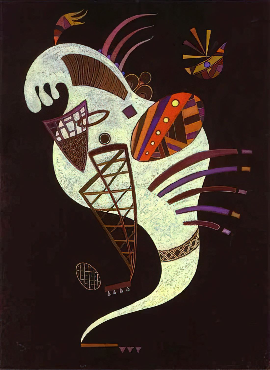 Upward by Wassily Kandinsky: A Masterpiece of Spiritual Ascent in Abstract Art - WHITE FIGURE 1943 by Wassily Kandinsky