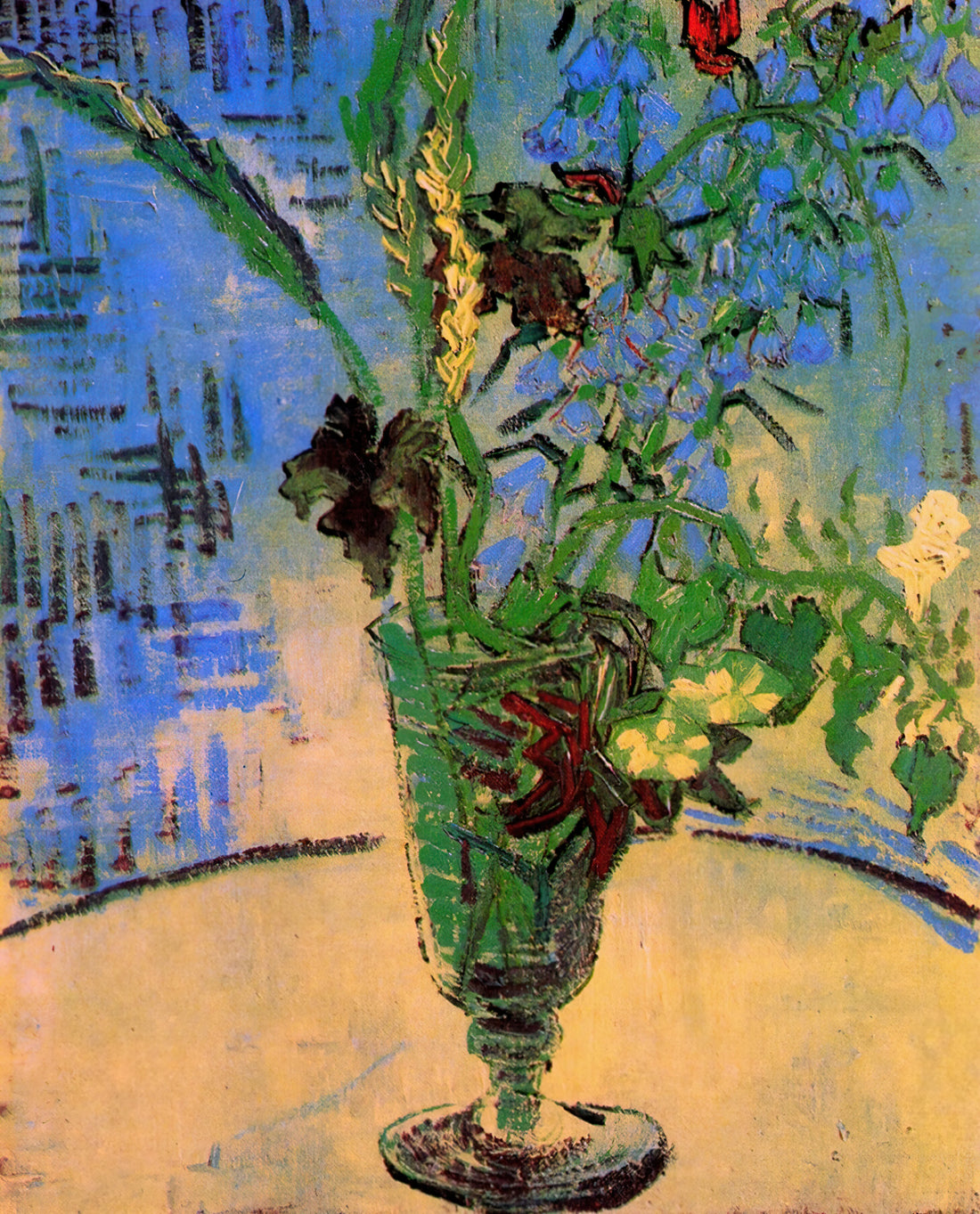 Van Gogh Cafe Terrace at Night Poster: An Iconic Masterpiece for Your Collection - Still Life Glass with Wild Flowers by Vincent van Gogh