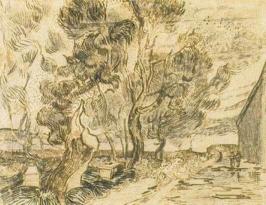 Van Gogh Doctor Painting: The Portrait of Dr. Gachet and Its Profound Legacy - A Corner of the Asylum and the Garden with a Heavy, sawn-off Tree by Vincent van Gogh