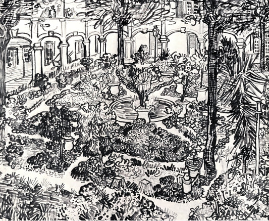 Van Gogh Framed Art: A Curator's Guide to Collecting and Displaying His Masterpieces - The Courtyard of the Hospital at Arles by Vincent van Gogh