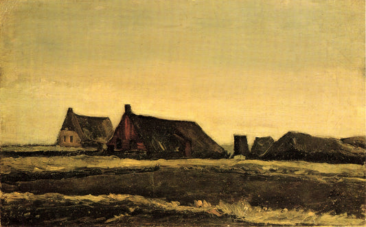 Van Gogh Pixel Art: Where Post-Impressionism Meets Digital Innovation - Cottages by Vincent van Gogh