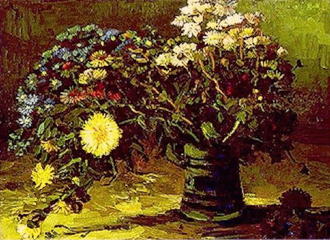 Van Gogh's Irises Print: A Masterpiece of Color and Emotion in Post-Impressionist Art - Vase with Daisies by Vincent van Gogh