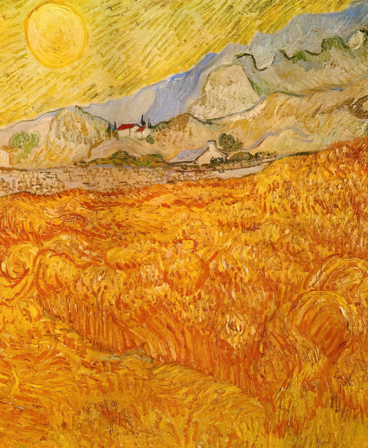 Vincent van Gogh Starry Night Poster: An Iconic Masterpiece for Your Collection - Wheat Field behind Saint Paul Hospital with a Reaper by Vincent van Gogh