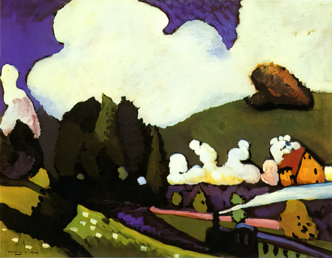 Wassily Kandinsky Paintings: The Spiritual Revolution in Modern Art - LANDSCAPE WITH A STEAM LOCOMOTIVE 1909 by Wassily Kandinsky