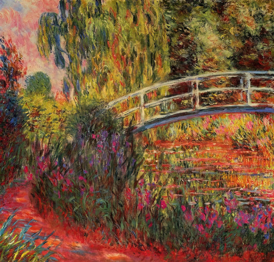 Water Lilies and Agapanthus: Monet's Final Masterpieces of Light and Reflection - The Japanese Bridge The Water-Lily Pond, Water Irises by claude monet