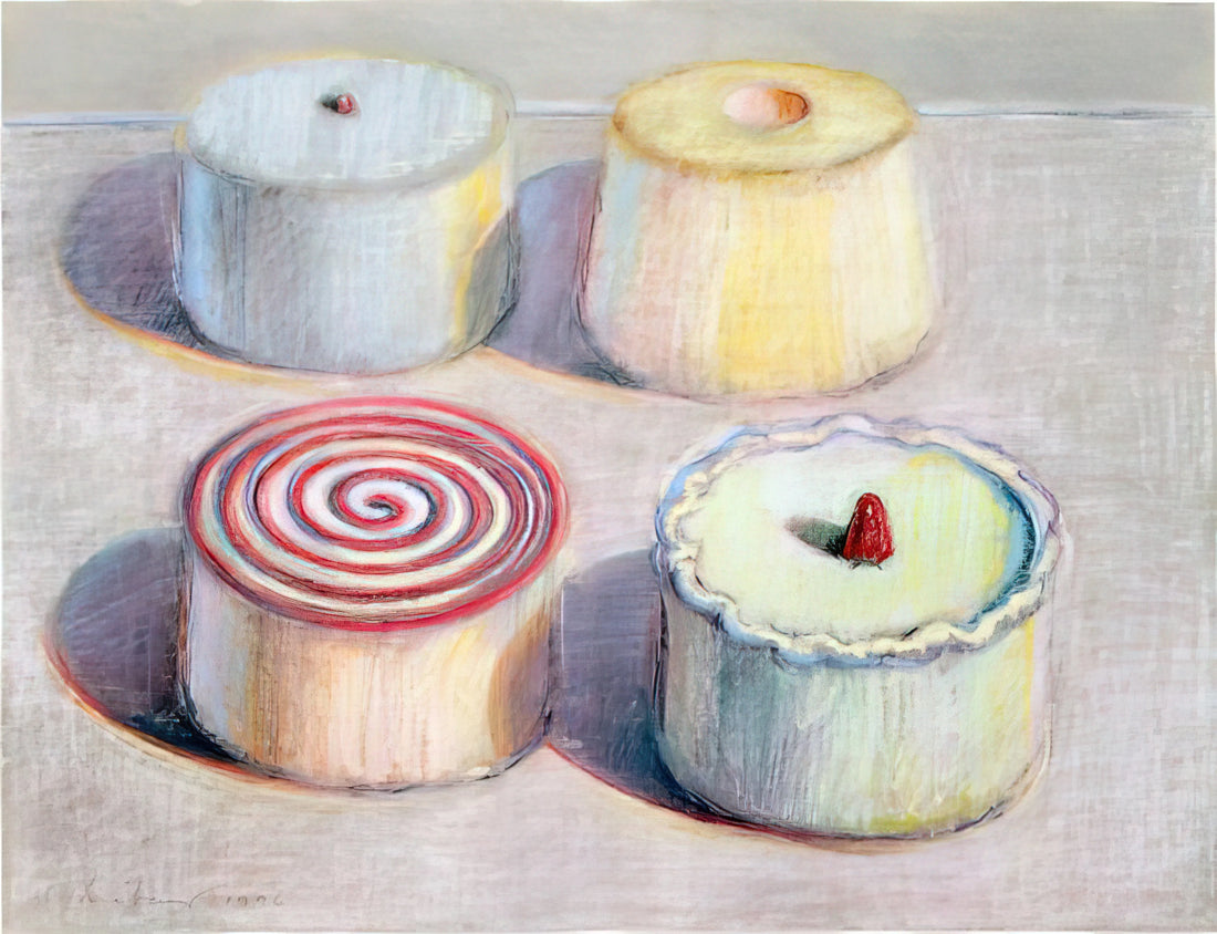 Wayne Thiebaud Auction Prices: An Expert Analysis of His Market Value and Enduring Appeal - Four Cakes - 1996 by Wayne Thiebaud
