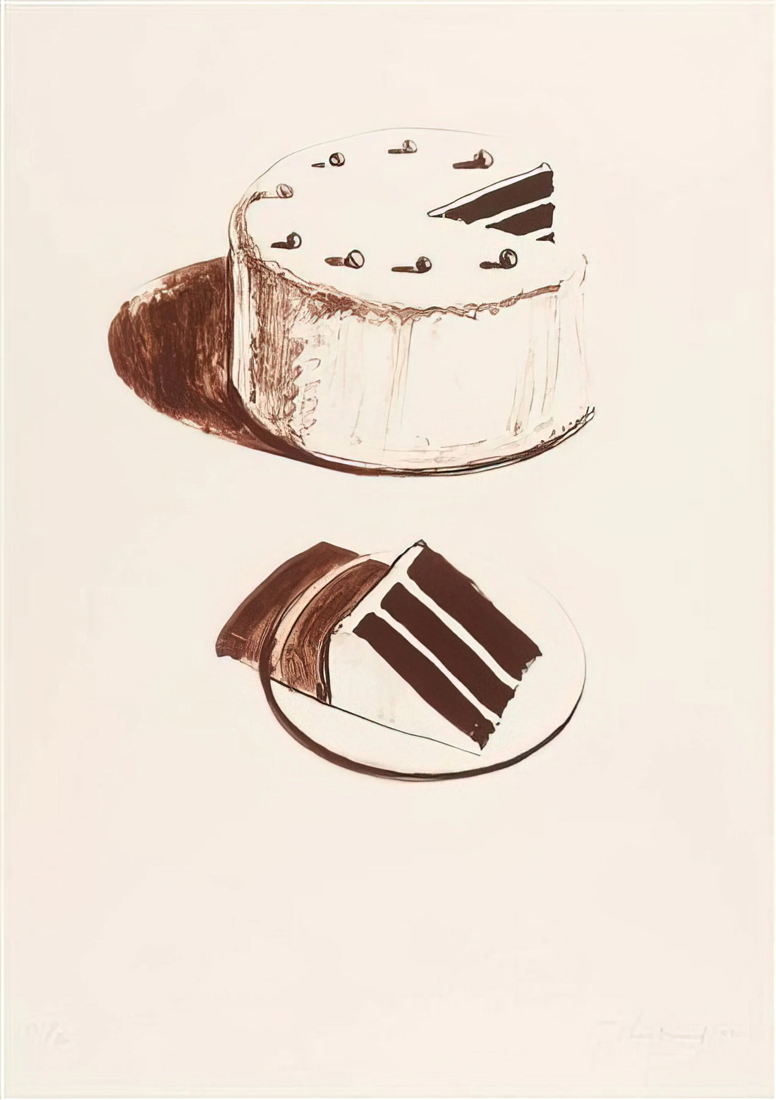 Wayne Thiebaud Gallery: Exploring the Master of American Pop Art and Everyday Delights - Chocolate Cake - 1971 by Wayne Thiebaud