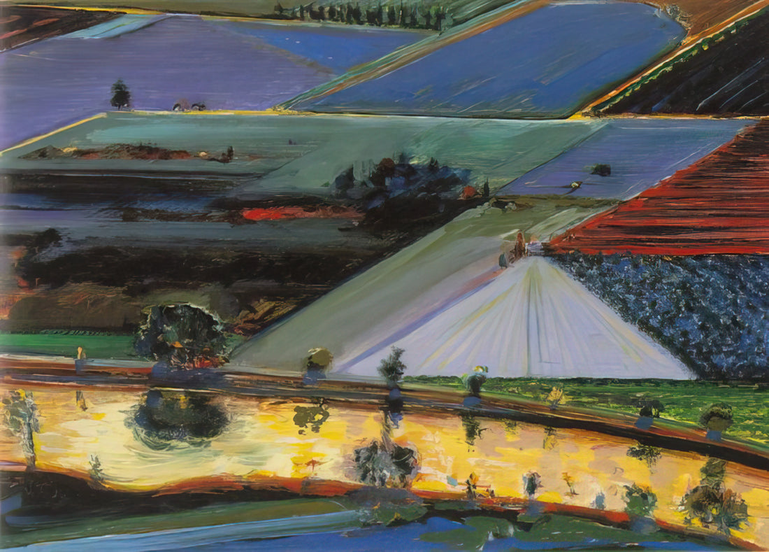 Wayne Thiebaud Landscape Prints: A Journey Through California's Vibrant Horizons - Farm Channel - 1996 by Wayne Thiebaud