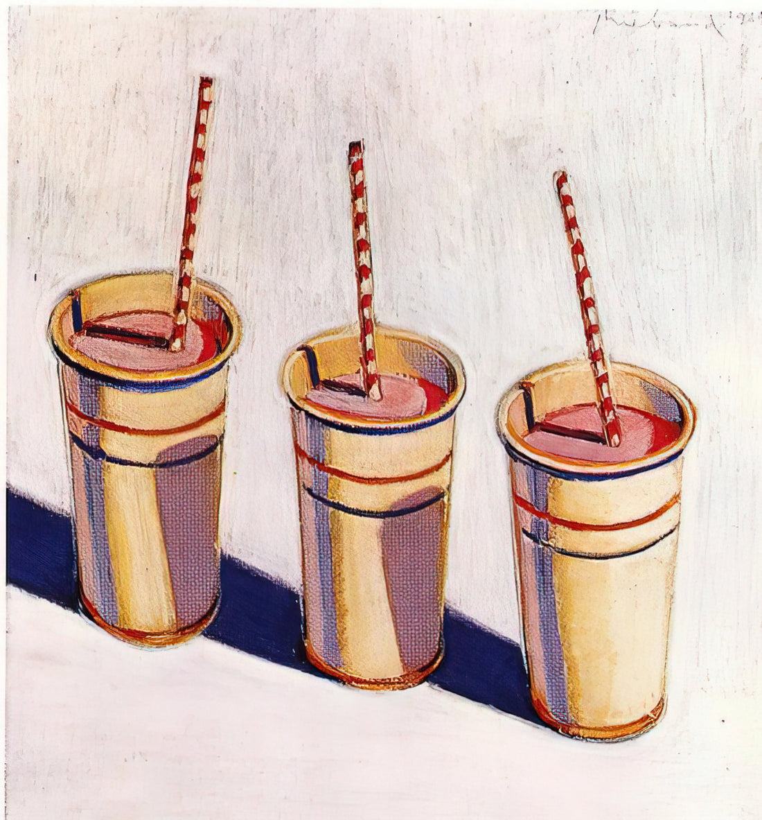 Wayne Thiebaud Lithographs: A Collector's Guide to Pop Art's Most Delicious Prints - Three Strawberry Shakes - 1964 by Wayne Thiebaud