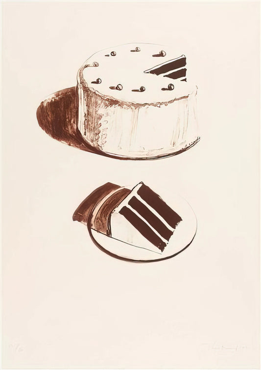 Wayne Thiebaud Mickey Mouse Print: A Pop Art Icon Reimagined - Chocolate Cake - 1971 by Wayne Thiebaud