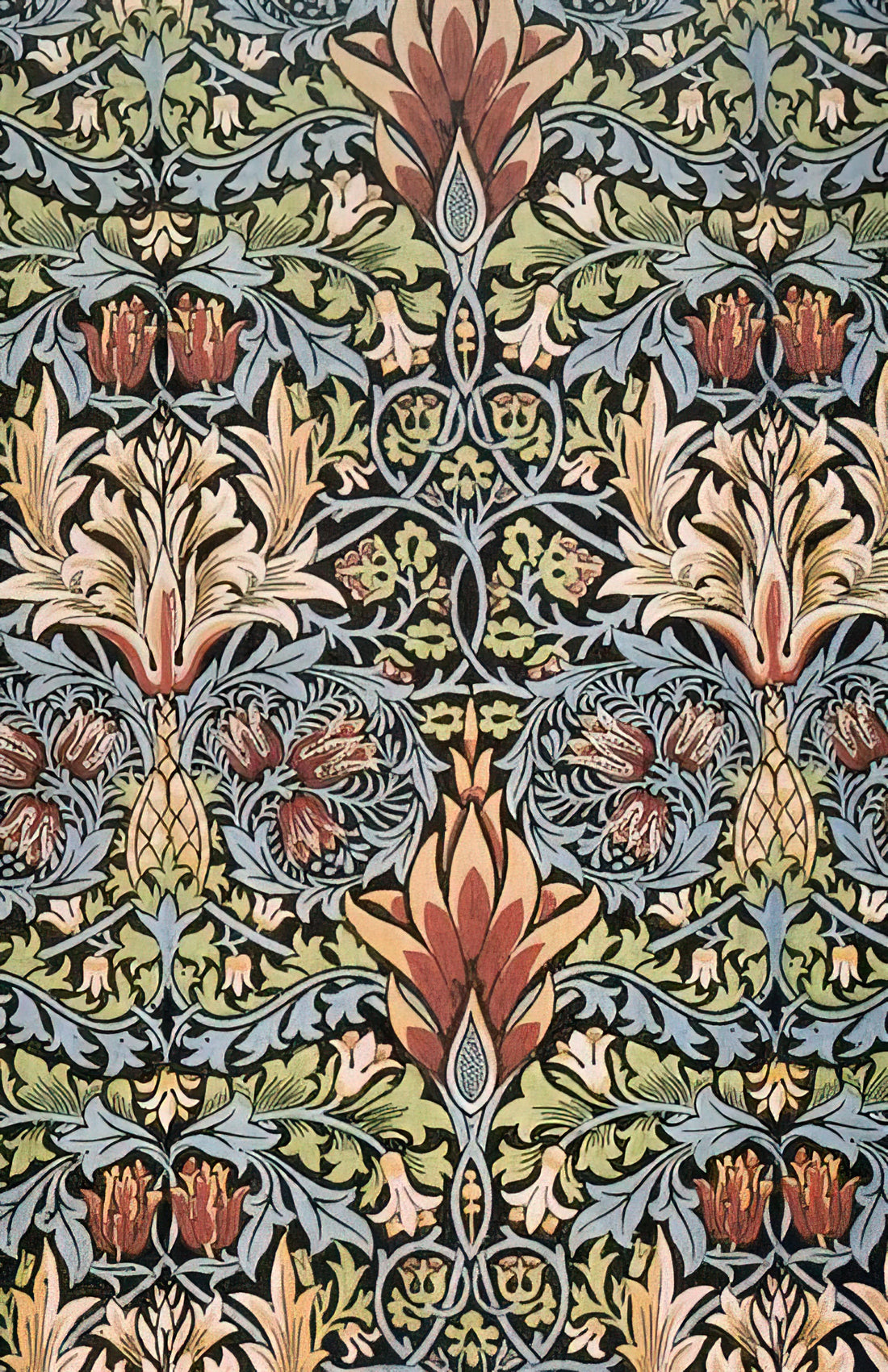 William Morris Exhibition Poster Framed: A Collector's Guide to Art Nouveau Legacy - SNAKESHEAD PRINTED TEXTILE 1876 by William Morris