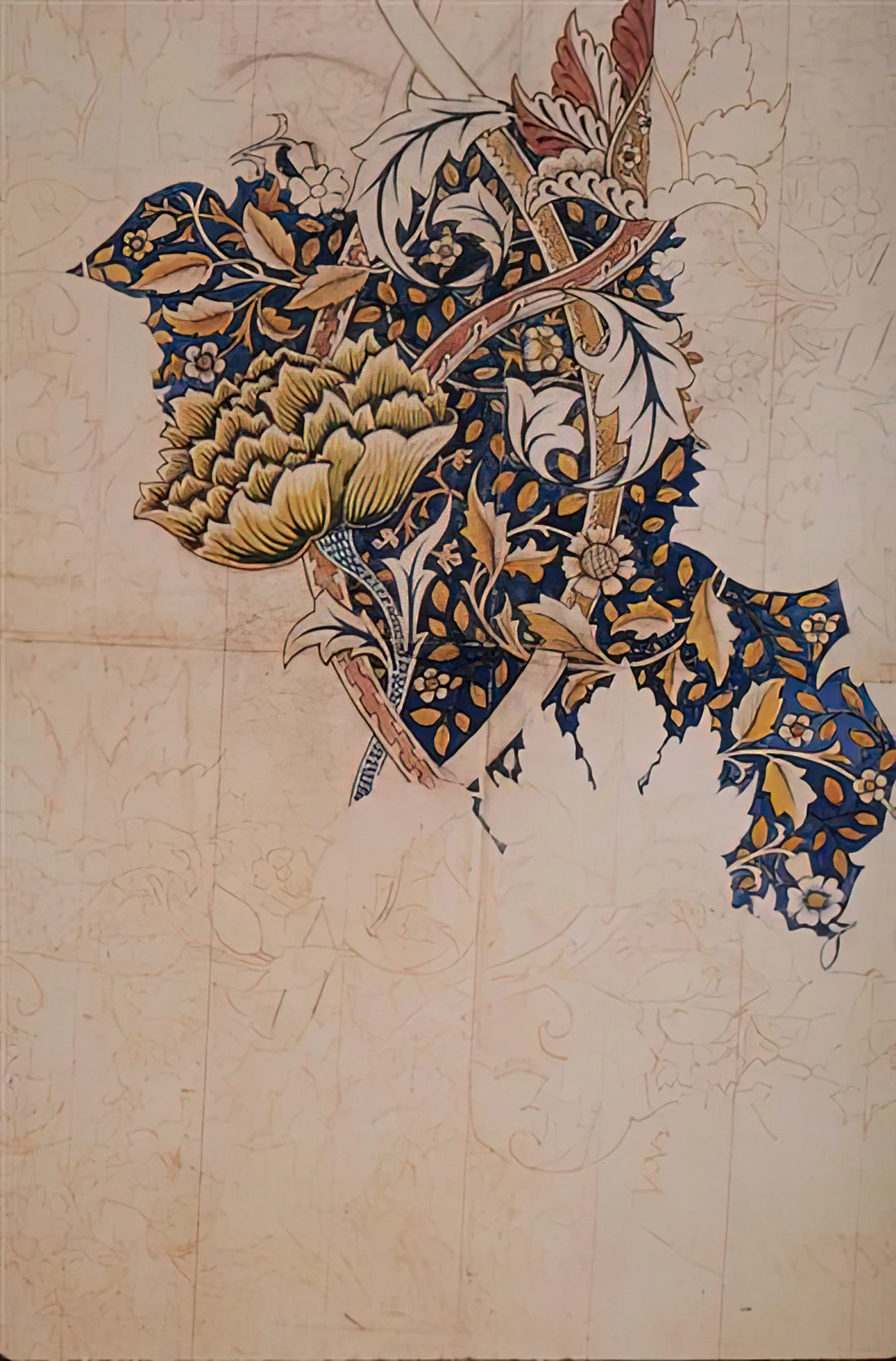 William Morris Jasmine Print: A Masterpiece of Arts and Crafts Design - DESIGN FOR WINDRUSH PRINTED TEXTILE 1883 by William Morris