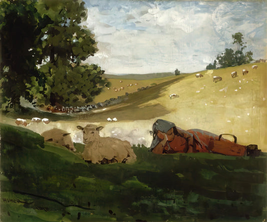 Winslow Homer Canvas Prints: Bringing American Realism to Your Space - WARM AFTERNOON SHEPHERDESS by Winslow Homer