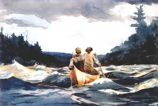 Winslow Homer Canvas Prints: Capturing American Life Through Museum-Quality Reproductions - CANOE IN THE RAPIDS by Winslow Homer