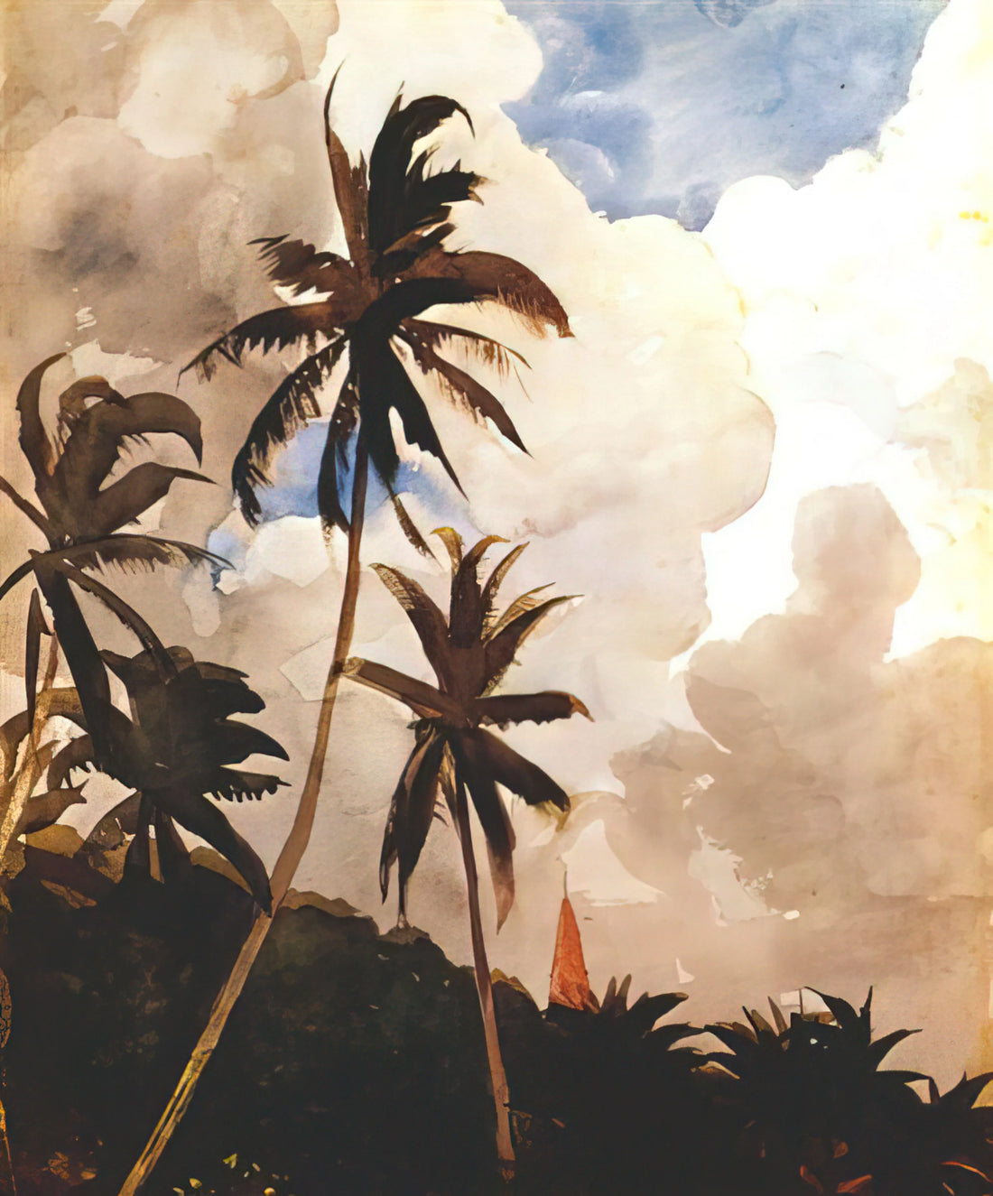 Winslow Homer Paintings Civil War: A Visual Chronicle of Conflict and Humanity - PALM TREES BAHAMAS by Winslow Homer