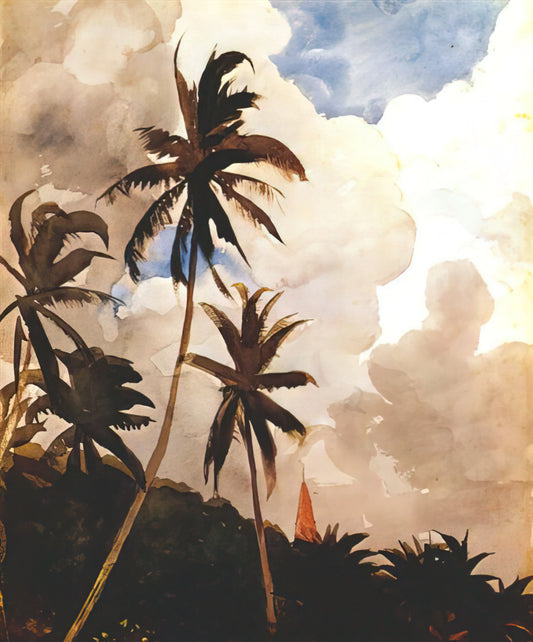 Winslow Homer Paintings Civil War: A Visual Chronicle of Conflict and Humanity - PALM TREES BAHAMAS by Winslow Homer