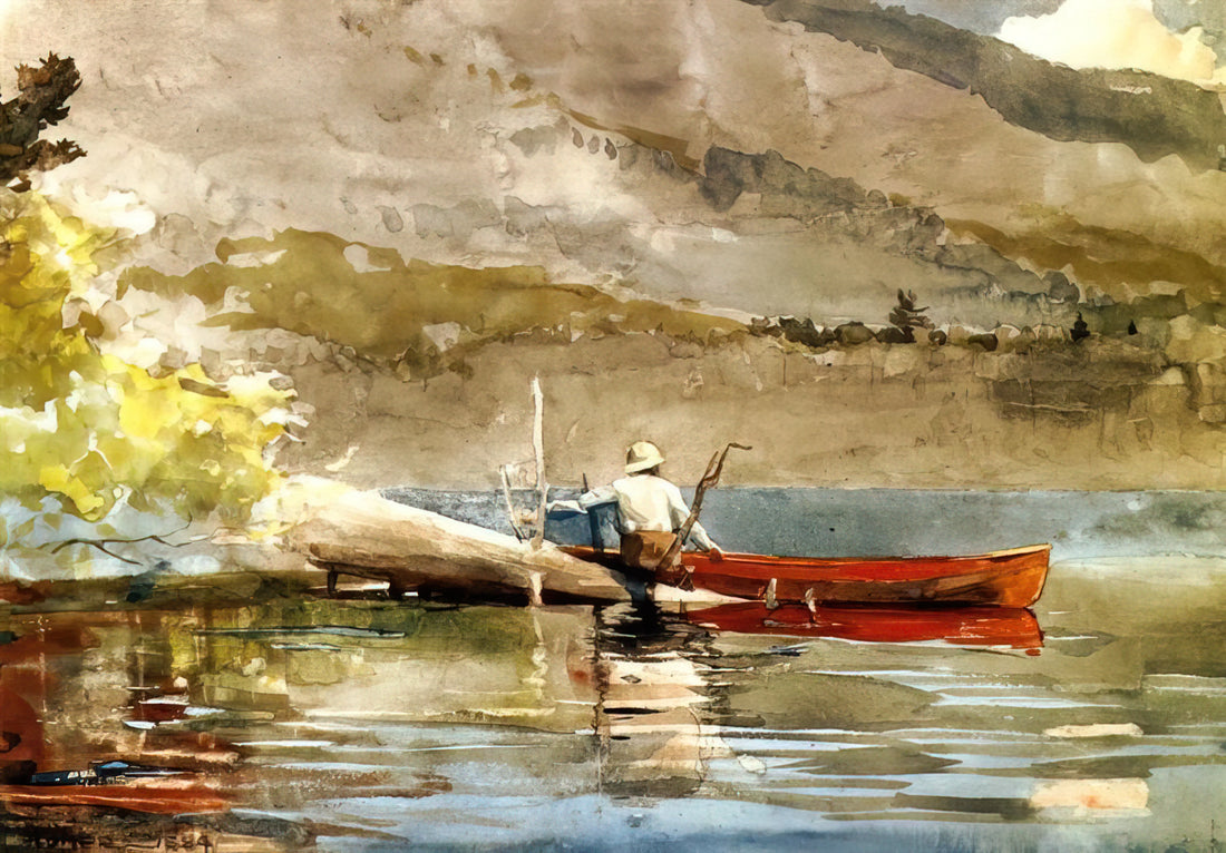 Winslow Homer Paintings: The American Master of Realism and the Sea - THE RED CANOE 1884 by Winslow Homer