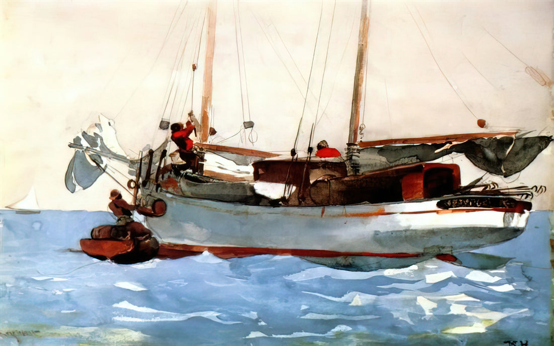 Winslow Homer's 'The Dinner Horn': A Masterpiece of American Realism and Rural Life - TAKING ON WET PROVISIONS by Winslow Homer