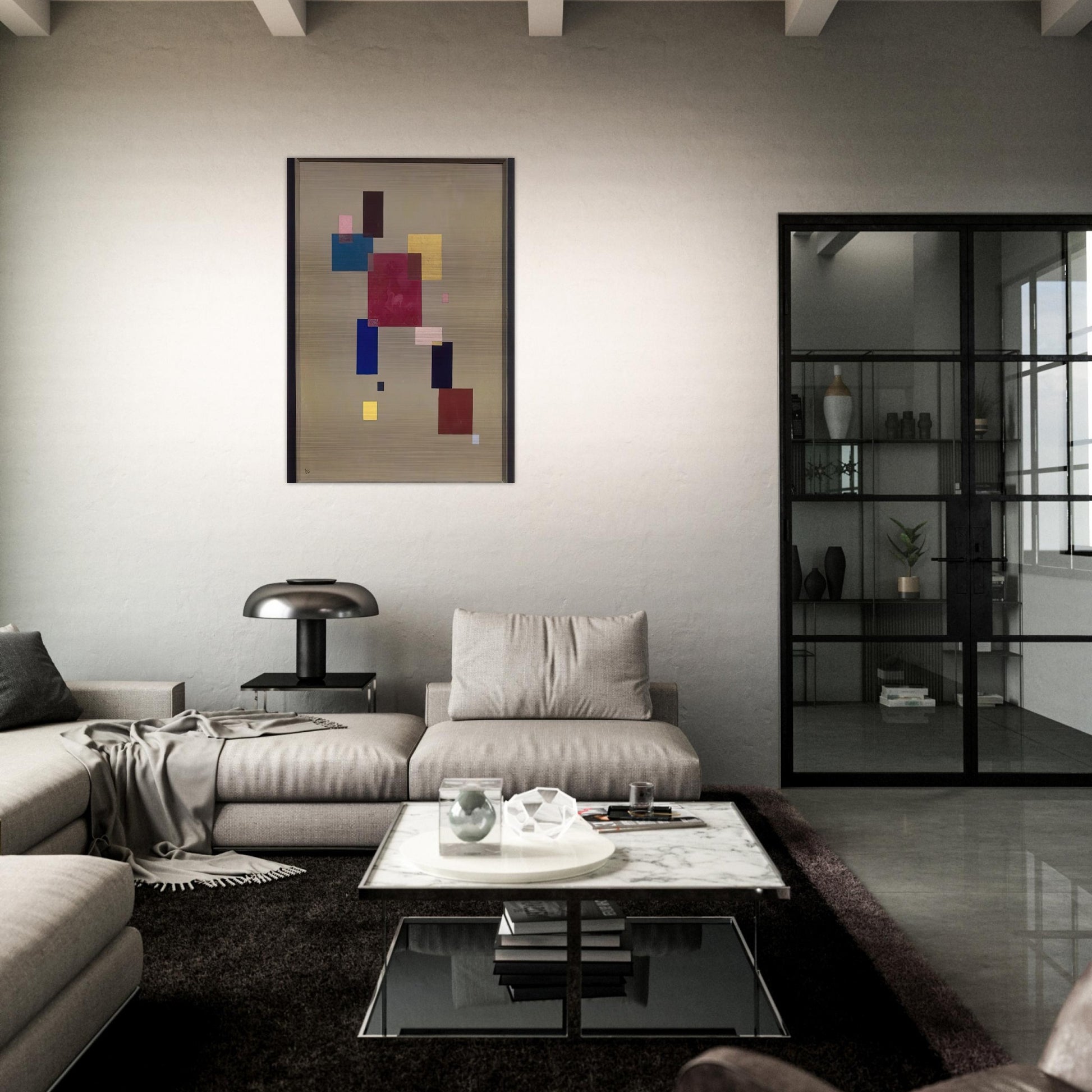 THREE RECTANGLES 1930 - Wassily Kandinsky Brushed Aluminum Print - 70x100 cm / 28x40 inches | Wassily Kandinsky Aluminum Print | Wassily Kandinsky Prints