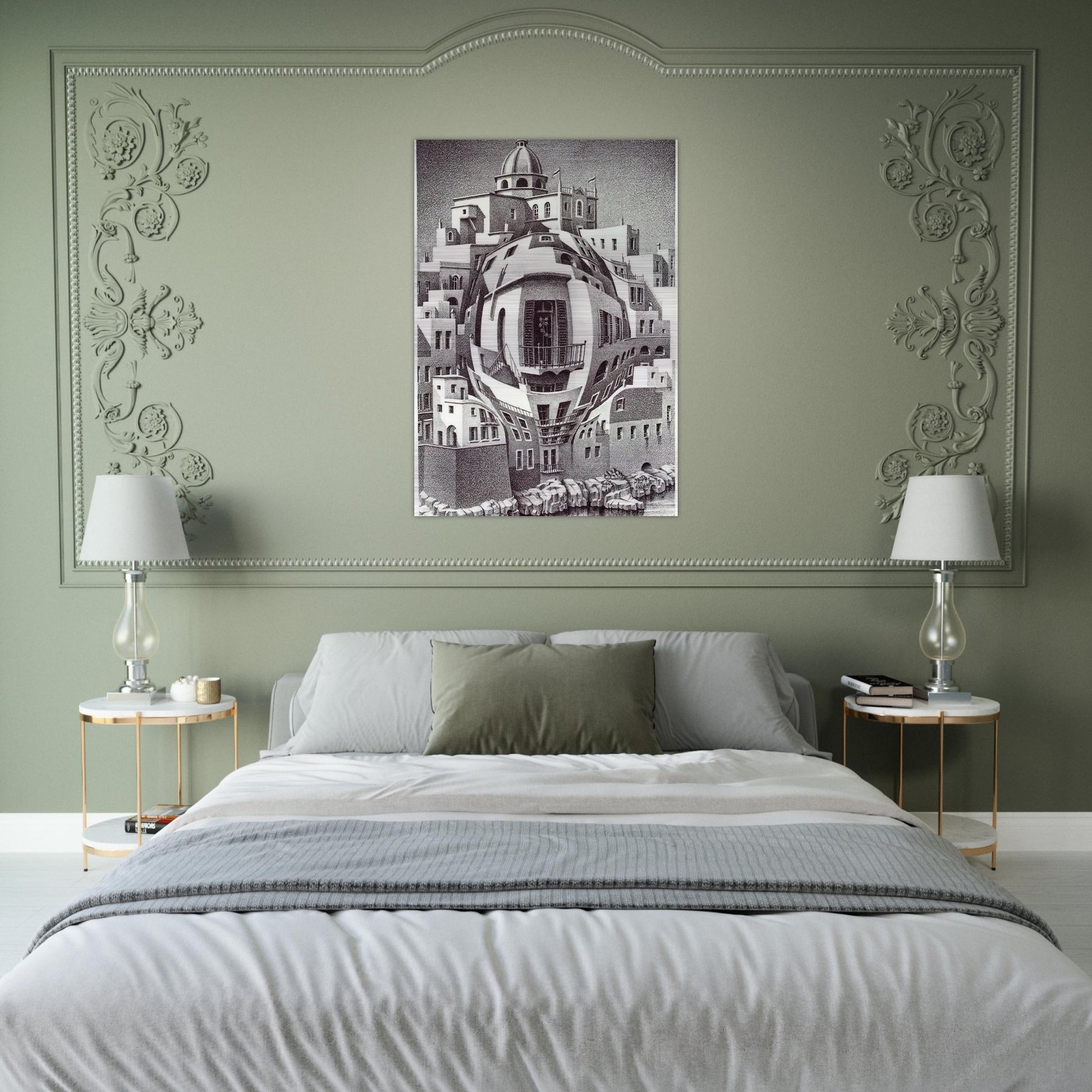 BALCONY - MC Escher Brushed Aluminum Print - 70x100 cm / 28x40 inches | MC Escher Aluminum Print | MC Escher Prints | Maurits Cornelis Escher Prints