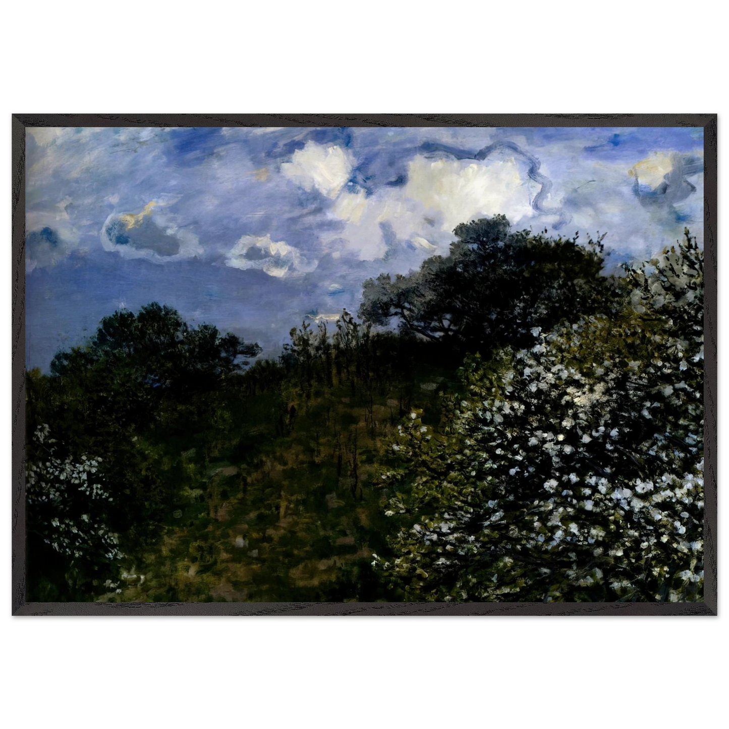 Spring N2 - claude monet 70x100 cm / 28x40 inches Framed Art Print – Black Wooden Frame