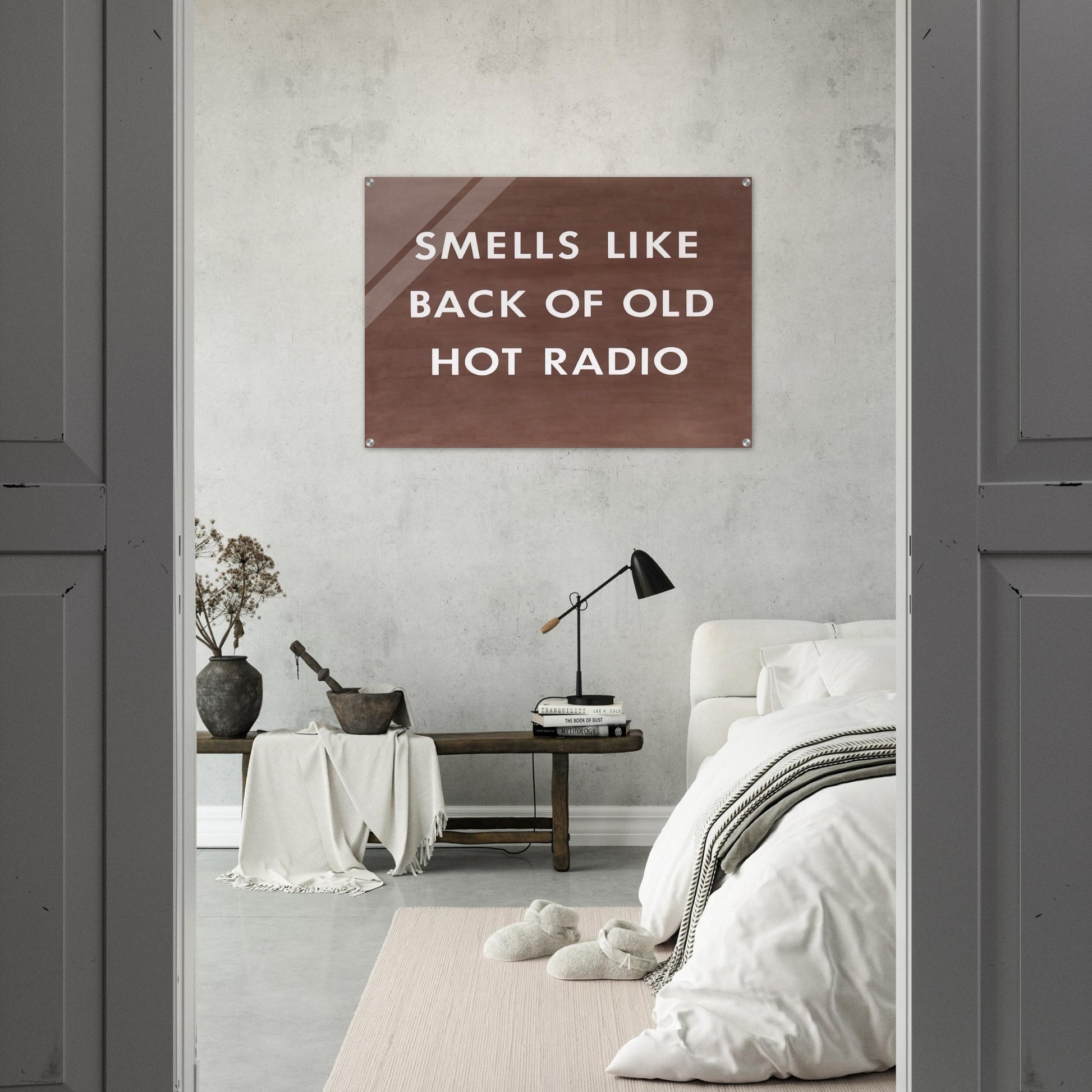 SMELLS LIKE BACK OF OLD HOT RADIO 1976 - Edward Ruscha Acrylic Print - 70x100 cm / 28x40″ inches