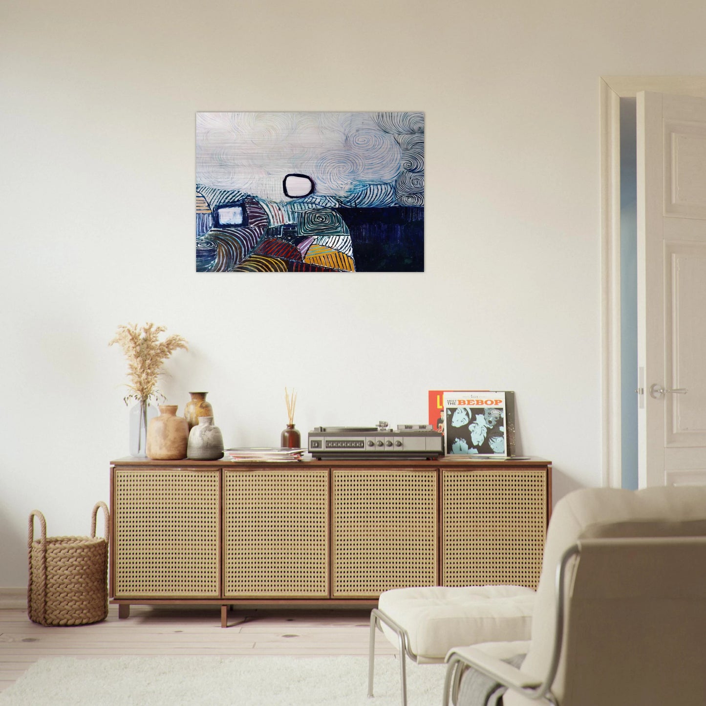 Spiral Development in Green Violet Blue  Gold - 1951 - Victor Pasmore Brushed Aluminum Print - 70x100 cm / 28x40 inches | Victor Pasmore Aluminum Print | Victor Pasmore Prints