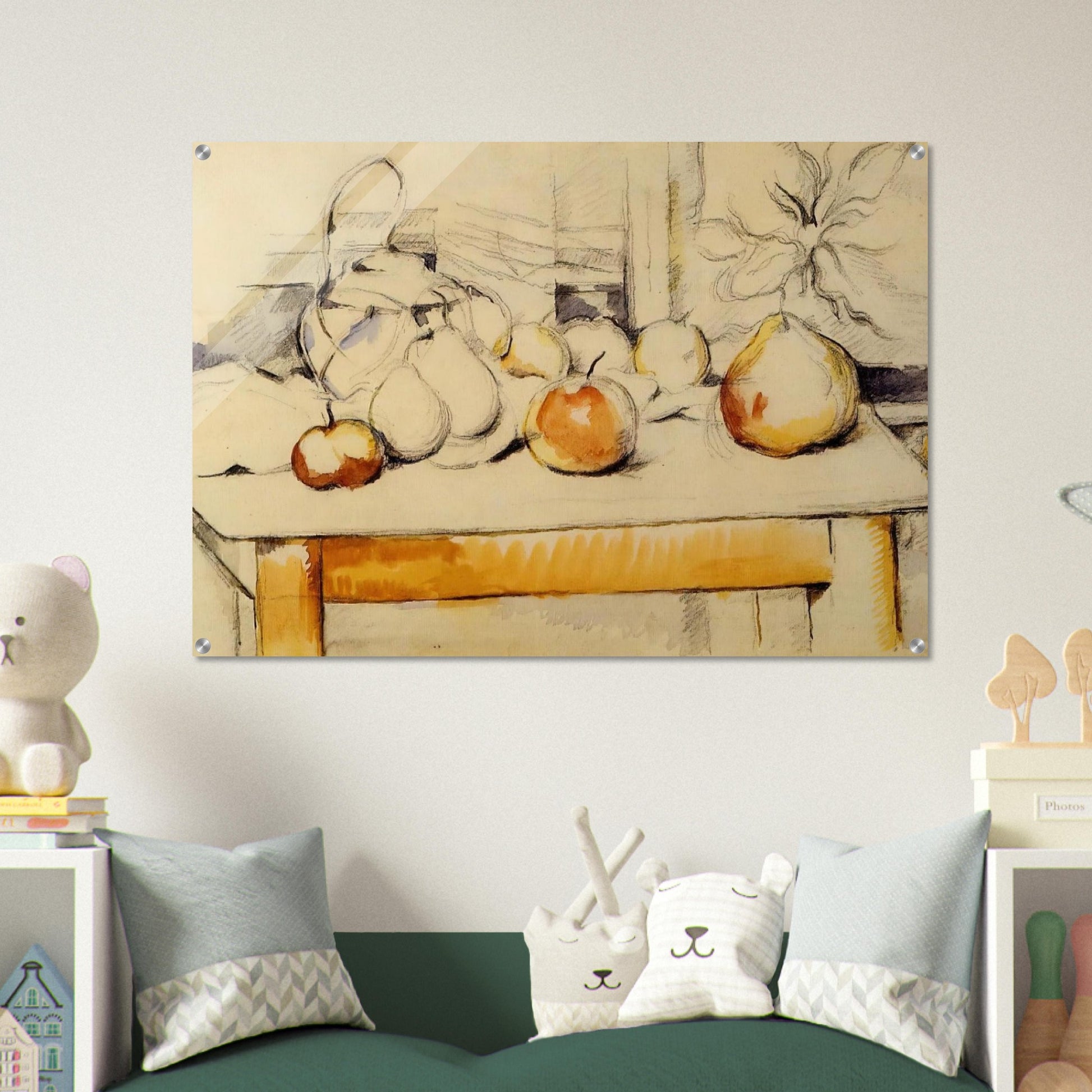 Pot of Ginger and Fruits on a Table - Paul Cézanne Acrylic Print - 70x100 cm / 28x40″ inches