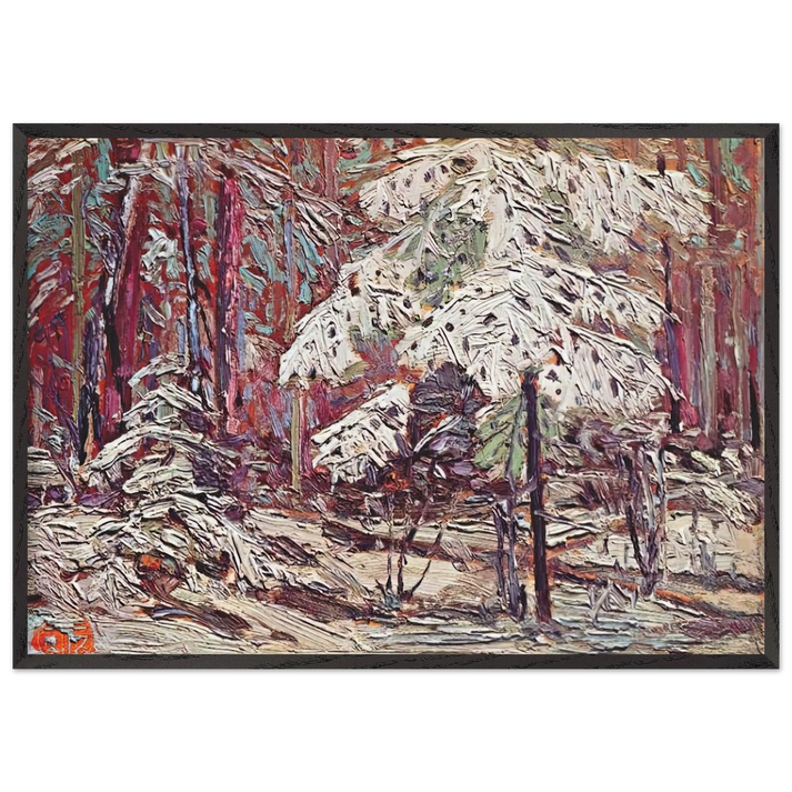 SNOW IN THE WOODS 1916 - Tom Thomson 70x100 cm / 28x40 inches Framed Art Print – Black Wooden Frame